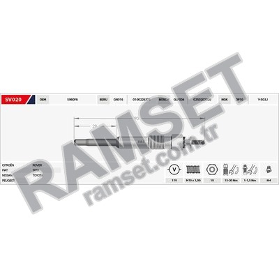 ISITMA BUJİSİ VİDALI (BERLİNGO-JUMPY-SCUDO-P106- P206-P306-PARTNER 1.8D-SYNERGIE-XSARA 1.9D 11